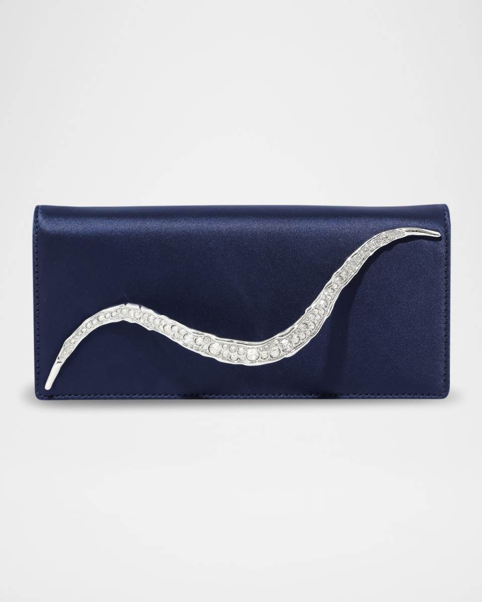 Crystal Curve Satin Clutch Bag